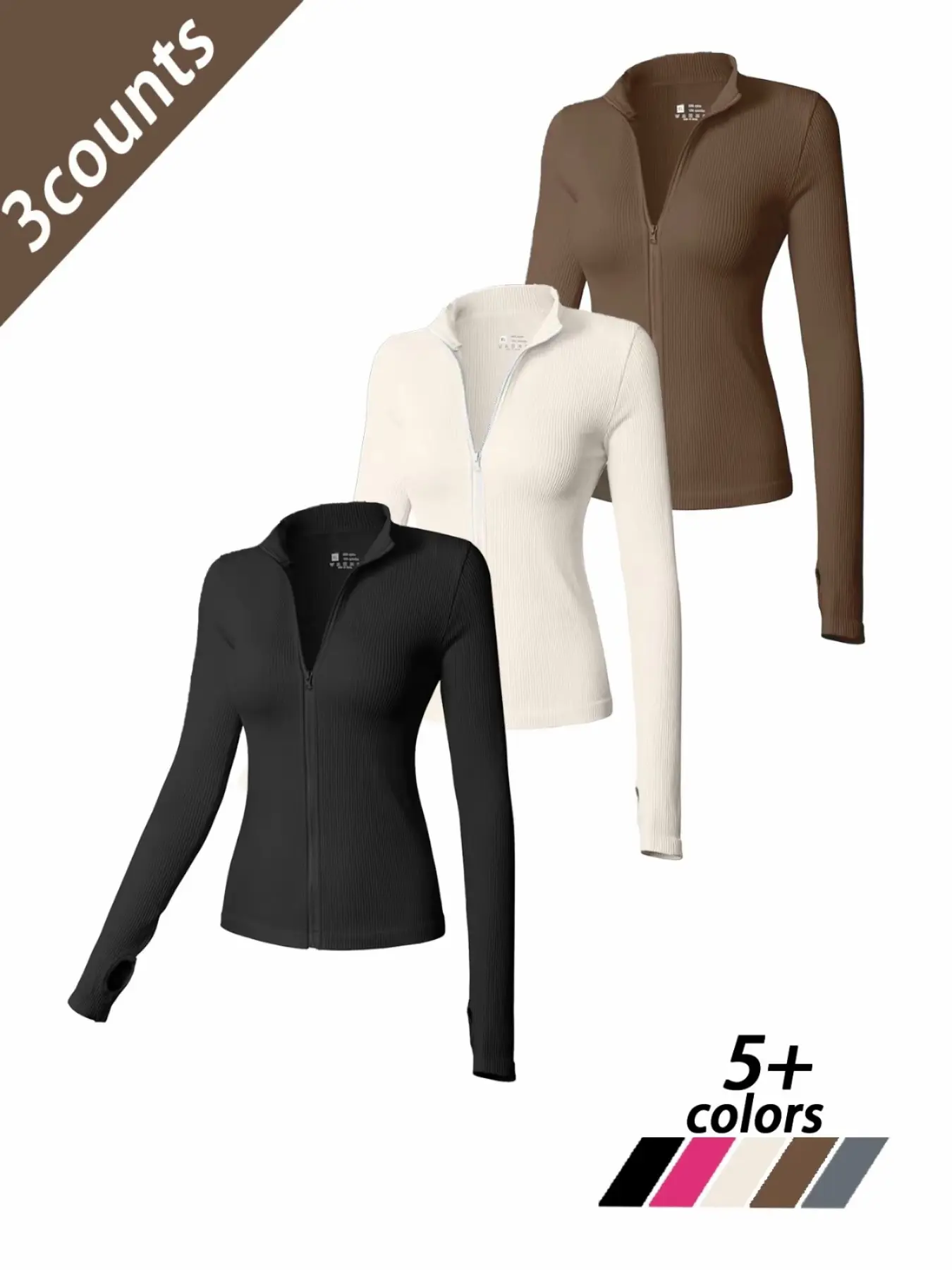 European and American Style Casual Tight-Fitting Short Zipper Knit Cardigan, Vertical Texture High Elastic Soft Fabric, Half Neck Long Sleeve Slim Fit Commuter Top Knitwear