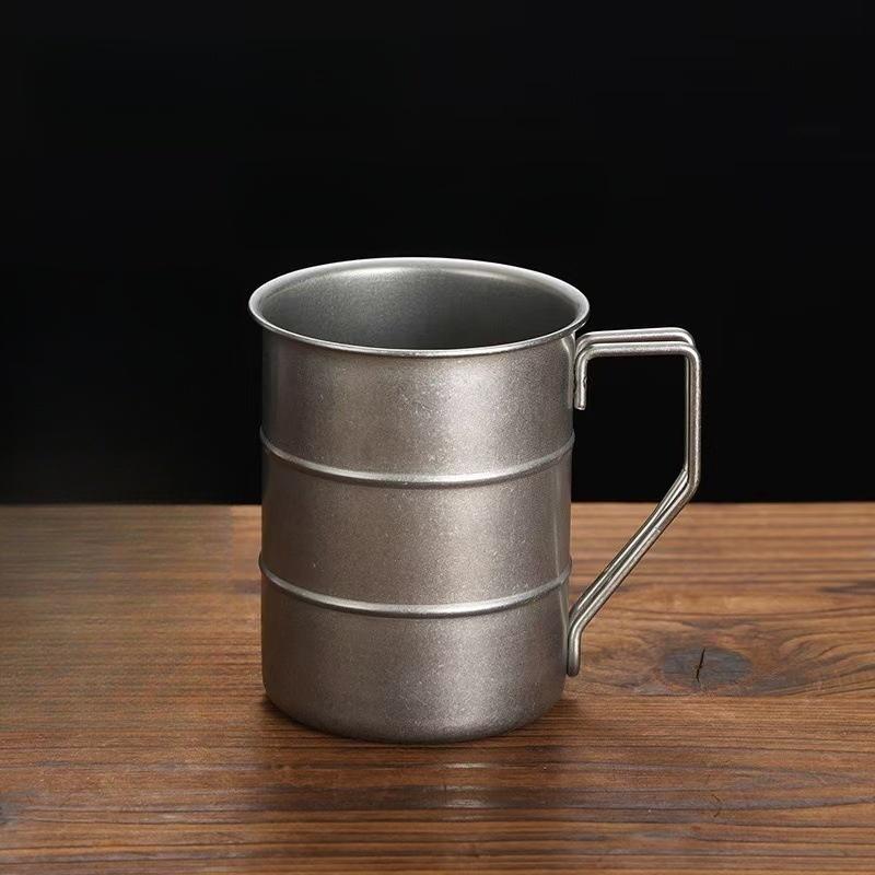 Stainless Steel Coffee Mug, 16oz Beer Cup, Vintage Bamboo Style, Ideal for Collectors & Parties, Outdoor Camping Water Bottle