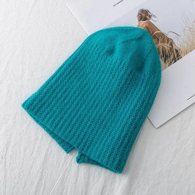 Hot Sale Women Hat Kpop Style Autumn /Winter Hat Soft Beanie Hats For Women Leisure Back Split Teens Ponytail Knitted Cap