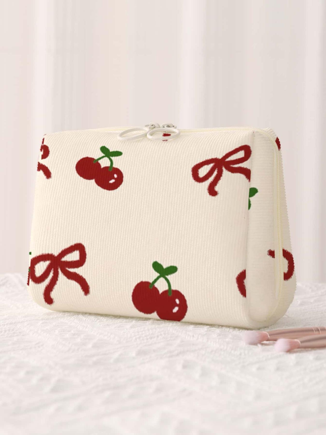 Cherry Pattern Makeup Bag, Casual Fashion Multi-functional Makeup Bag, Travel Makeup Bag, Suitable for Leisure Travel, Business Trips