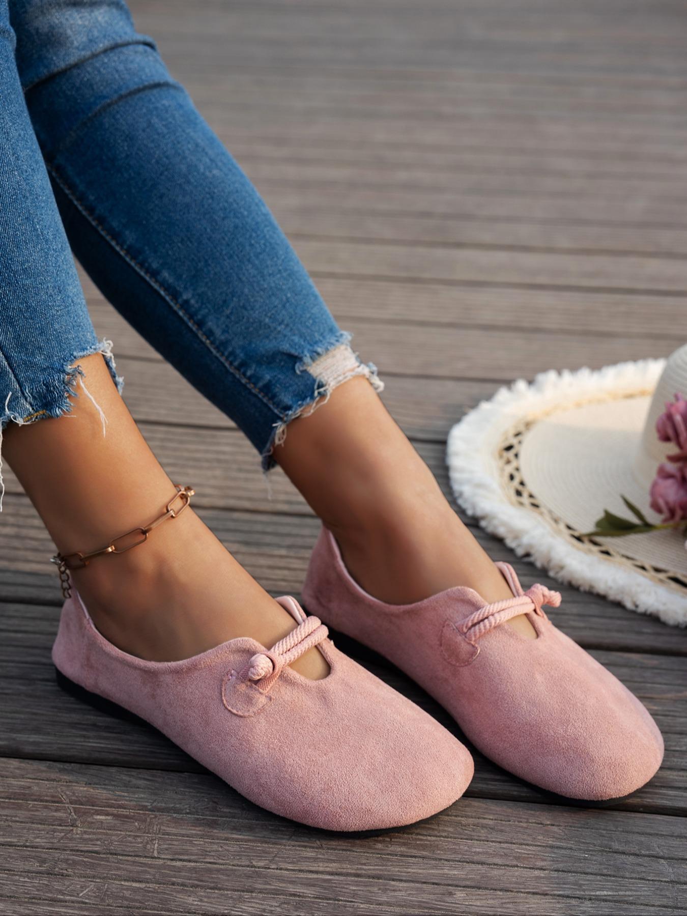 Women's Solid Color Flats, Casual Comfortable Flat Shoes for Daily Wear, Lightweight Breathable Shoes for Women & Girls