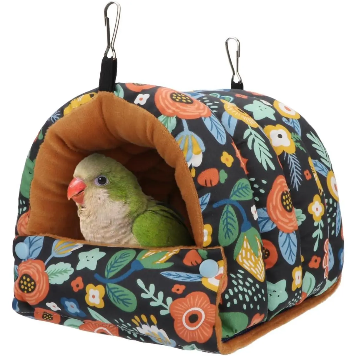 Wontee Bird Nest House Winter Warm Snuggle Hut Bird Bed Hanging Hammock for Parrots Budgies Parakeets Caique Senegal Cockatiels Conures (Medium, Black)