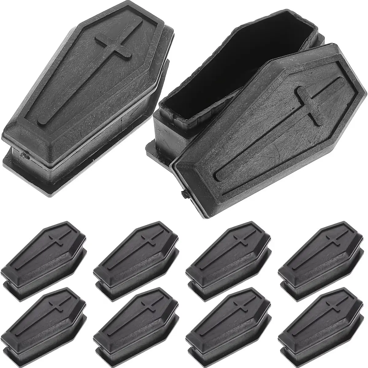 Halloween Mini Coffin Decor Set, 10pcs Plastic Cemetery Home Décor, Halloween Haunted House Model, DIY Craft Kit for Festive Atmosphere