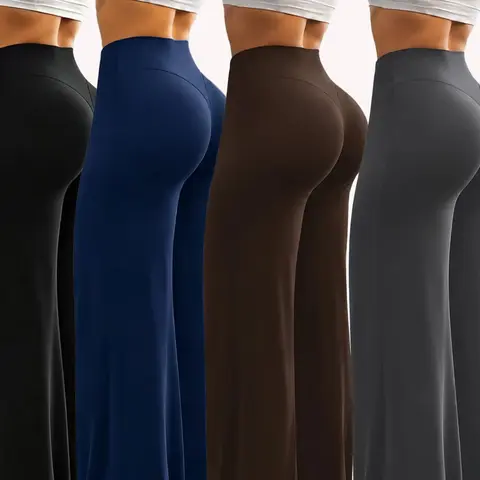 Women High-Waisted Stretch Yoga Pants, Belly Control, Wide Leg Workout Tights, Durable, Comfortable, Seamless, All-Season Fitness, Yoga Bottoms