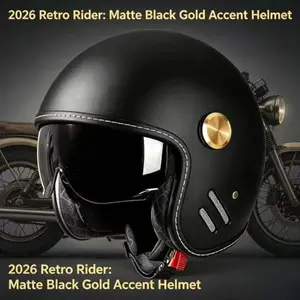 2026 Motorcycle Helmet, Three-Quarter Cruiser Dual Lens, All-Season Vintage Bike Helmet, Universal Fit, Stylish Design