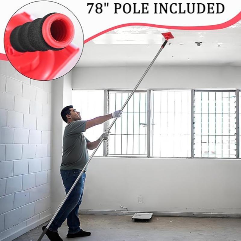 Adjustable Paint Edge Tool, 1 Set 6-segment Threaded Extension Paint Edge Tool with 2 Replacement Pads, Paint Supplies & Tools for Home