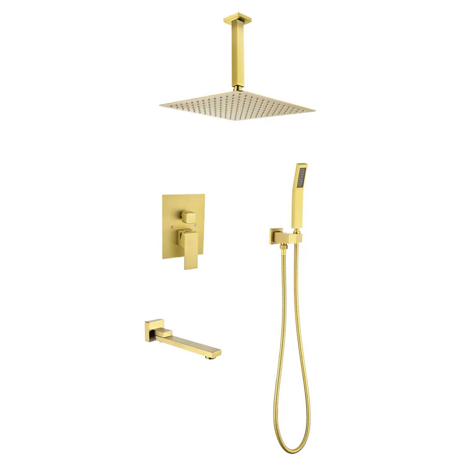 ARCH Shower System Combo with 16 Inch Rainfall Shower Head, Handheld Shower, and Tub Spout, Wall Mounted Bathroom Shower Set, Chrome Finish, Complete Shower Kit for Master Bath, Guest Bath, and Remodel, Bathroom Shower Door for Bathtub