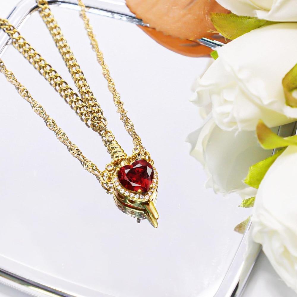 Romantic Sword Pierced Heart Necklace - Gold Chain Trendy Jewelry with Red Crystal Pendant, Perfect Valentine's Day Gift for Best Friend or Lover
