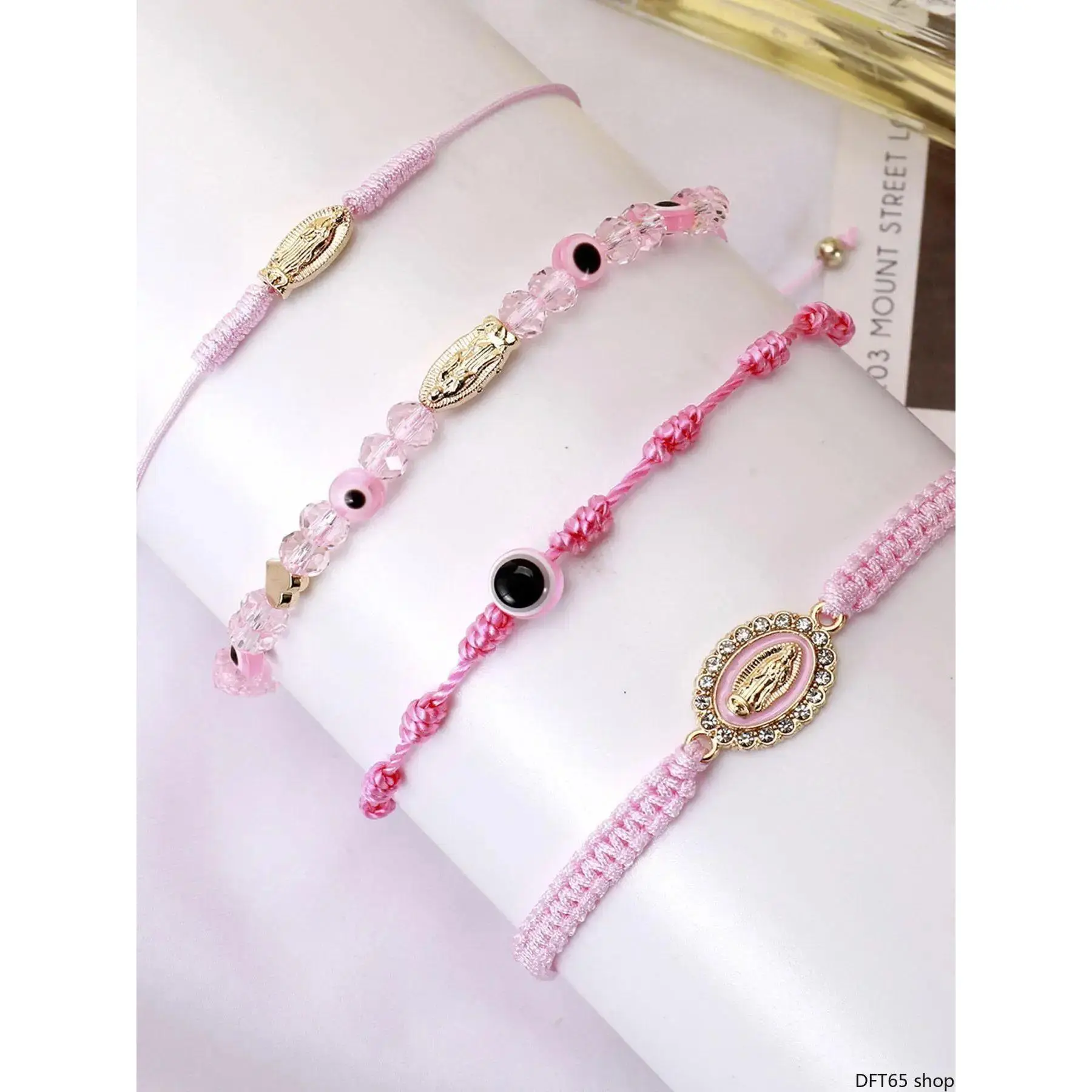 Women's Girls' Boho Stackable Beaded Bracelet Set - Multi-Colors, Evil Eye & San Judas Charms, Adjustable Polyamide Mix, Durable, Elegant DIY Bag Accessory for Casual Use, Lucky Protection, Gift Option