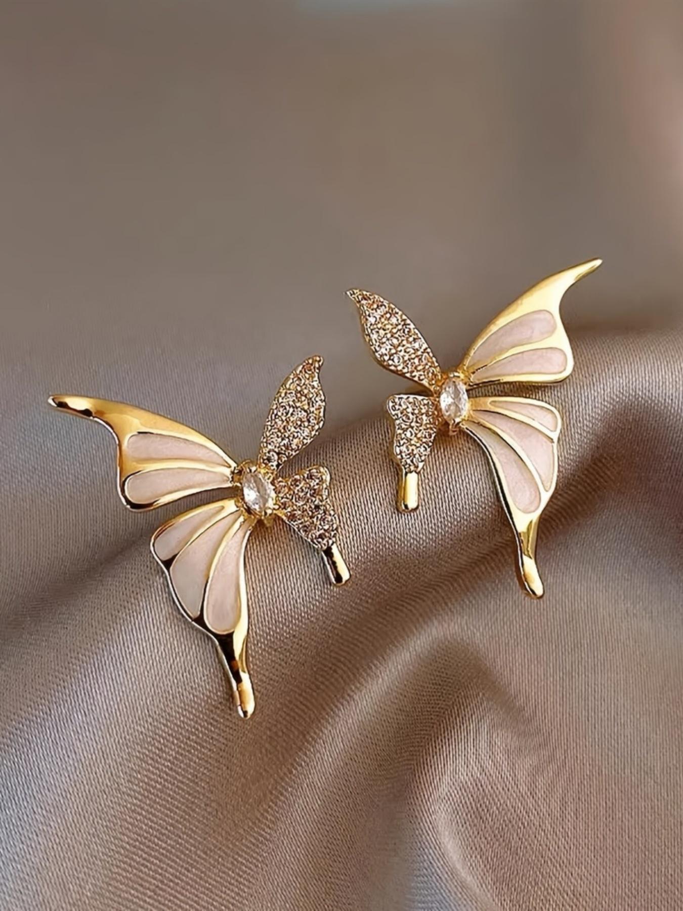 Fashion Butterfly Design Rhinestone Decorated Earrings, Stud Earring, Dainty Fashion Jewelry, Elegant Jewelry for Party, Daily Clothing Decor, Trendy All-match & Exquisite Jewelry for Birthday Gift, Fashionable Jewelry