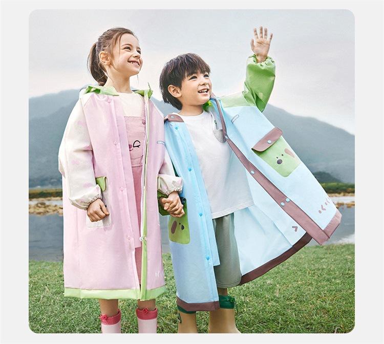 Korean Cute Kids Raincoat Waterproof Children Animal Style Rain Poncho Rain Coat Jacket With Backpack Position Student RainWear