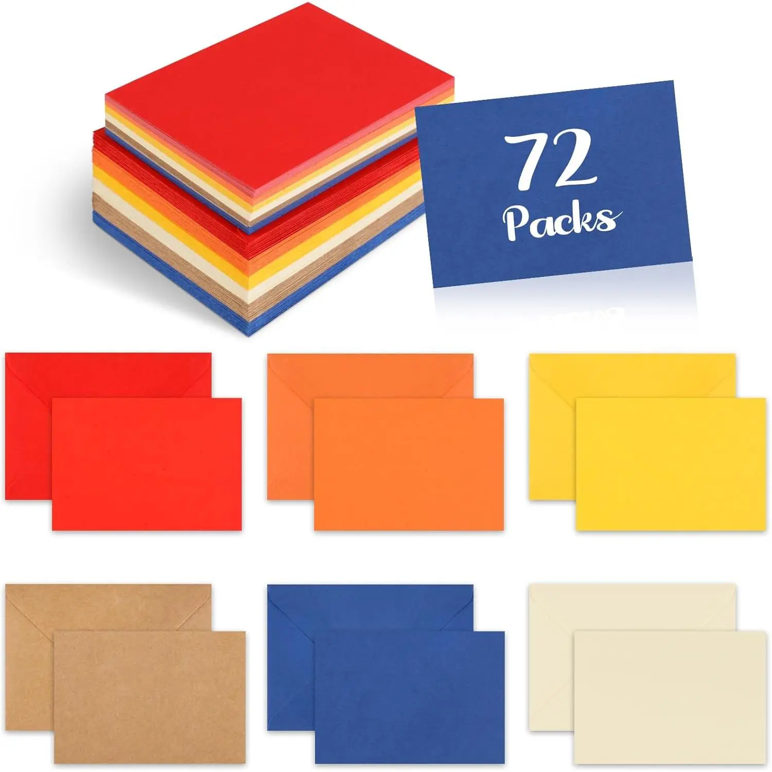 72 count Blank Cards with Envelopes, Mini Envelopes With Blank Note Cards, Self-Adhesive Business Card Envelopes for Wedding, Bridal,  Shower, Graduation, Business (Morandi Color)