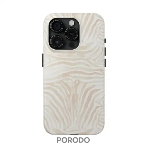 Porodo Zebra Print Stylish Tough Lexan Plastic Rubber Smartphone Case for iPhone 17 Pro Max - Wireless Charging Compatible, Shockproof, Shock Absorbent, Screen Protector, Gender Neutral Tech Accessory