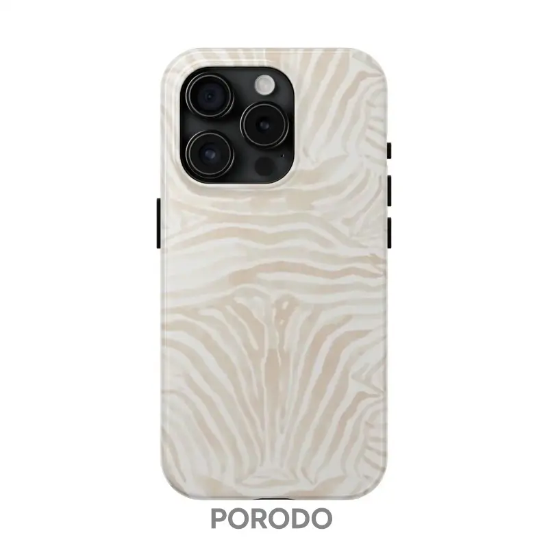 Porodo Zebra Print Stylish Tough Lexan Plastic Rubber Smartphone Case for iPhone 17 Pro Max - Wireless Charging Compatible, Shockproof, Shock Absorbent, Screen Protector, Gender Neutral Tech Accessory