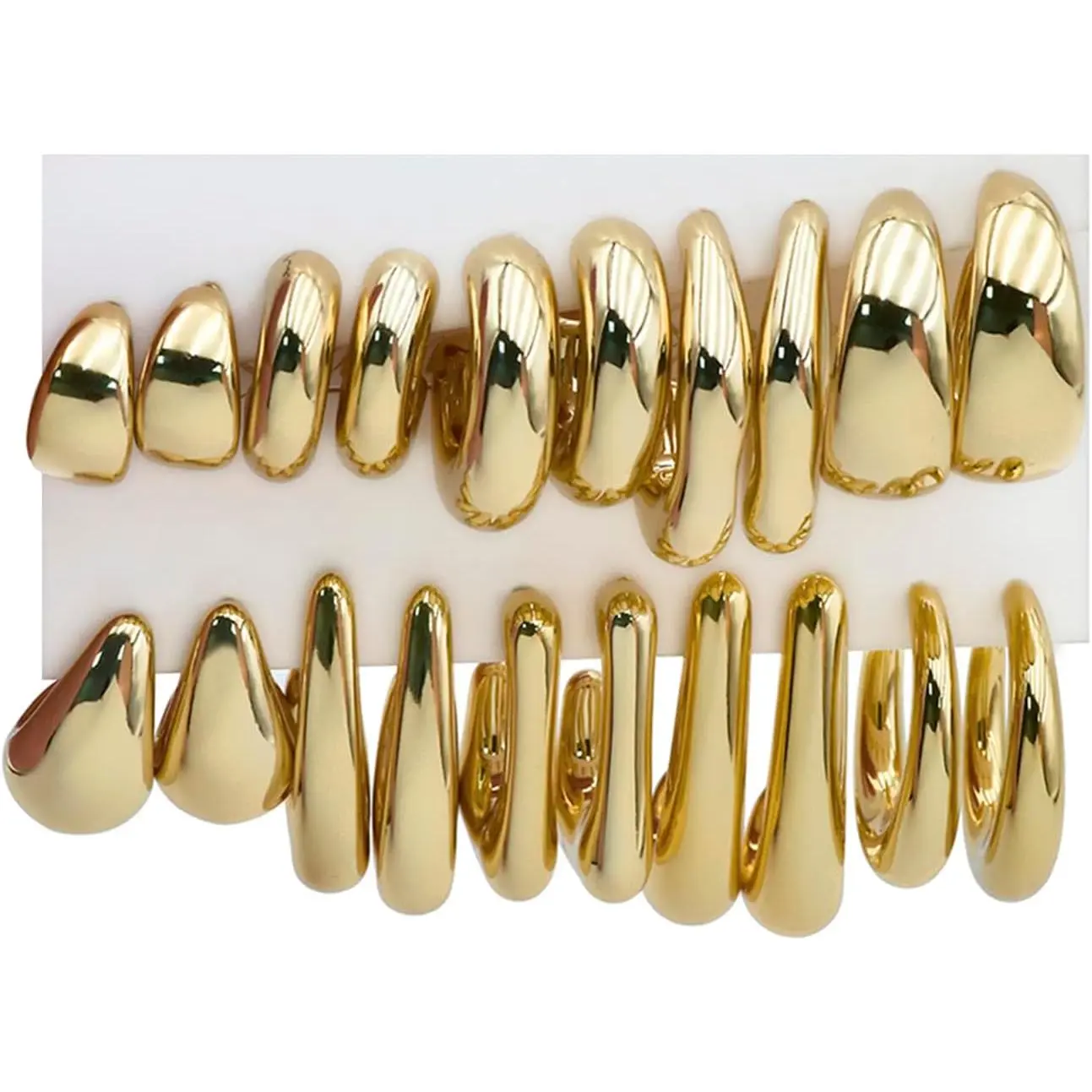 10 Pairs  Chunky  Dangle Earrings for Women Trendy Thick  Plated Hoop Earrings Set Lightweight