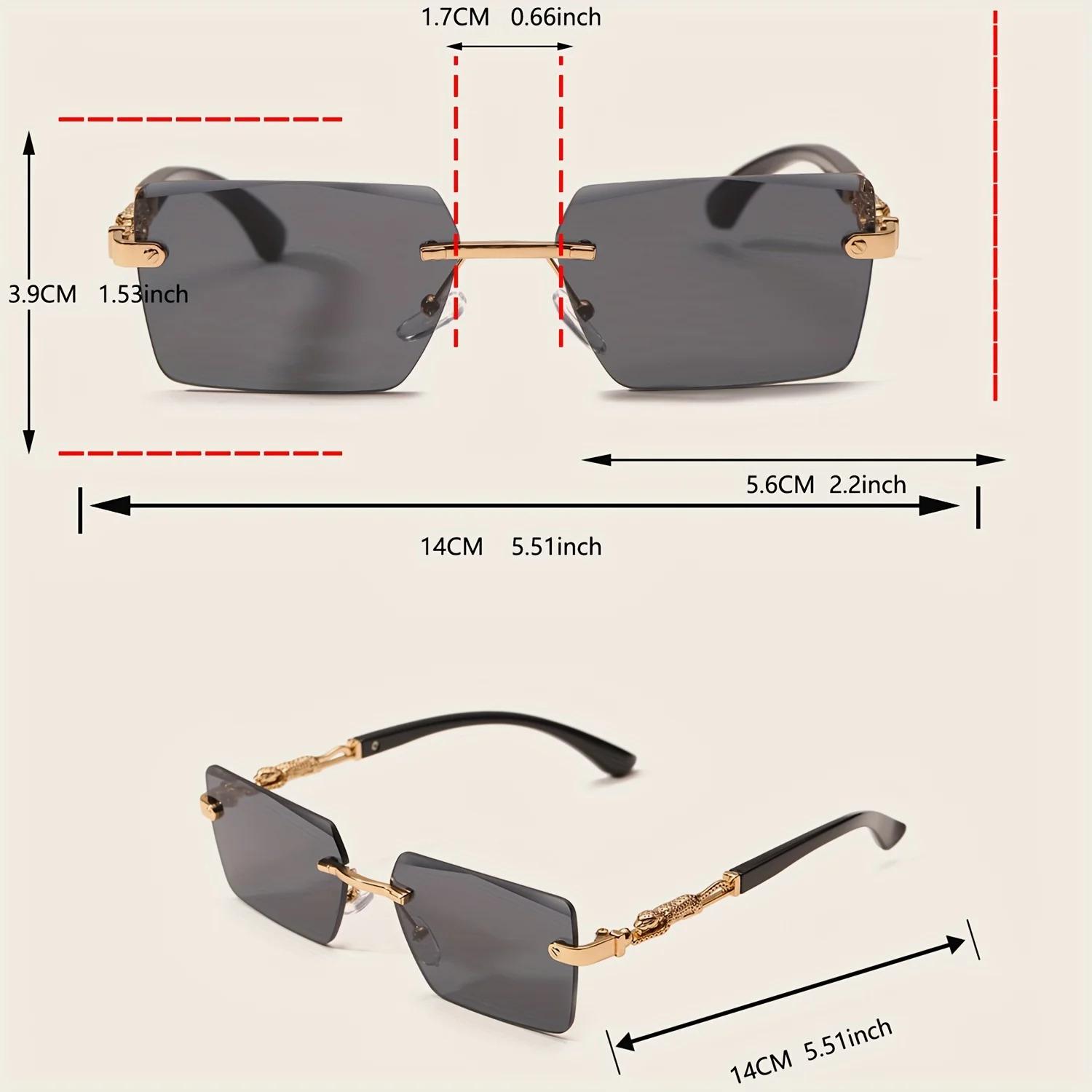 1pc Rimless Rectangle Sunglasses, Luxury Gold Accent Y2K Trendy Square Shades, Unisex Lightweight UV400 Protection Eyewear, Perfect for Beach, Travel, Daily Street Style & Vacation Outfits