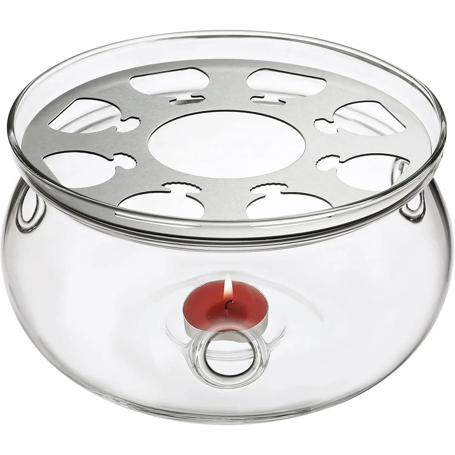 Universal Handcrafted Glass Teapot Warmer, Heat Proof & Lead-Free Glass Tealight Warmer 5.3in/13.5cm Diameter, Candle Not Included
