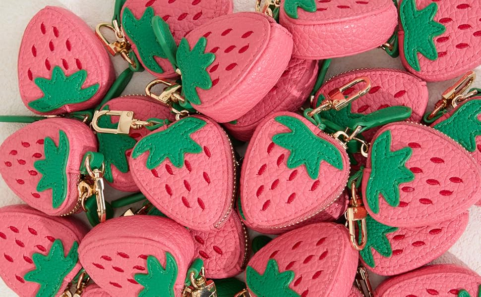 Strawberry Fruit Charm coin purse fit for AirTag cute keychain mini pouch Wallet gift for girl women