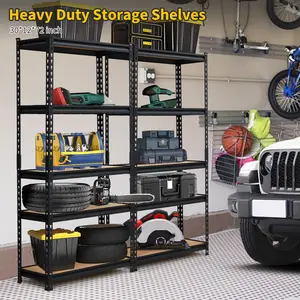 OUTGOODS Heavy Duty 5-Tier Adjustable Metal Storage Rack – Industrial Utility Shelving – 2000 lbs Capacity – Easy Assembly – Ideal for Garage, Kitchen, Pantry, Workshop, Basement, and Warehouse Organization