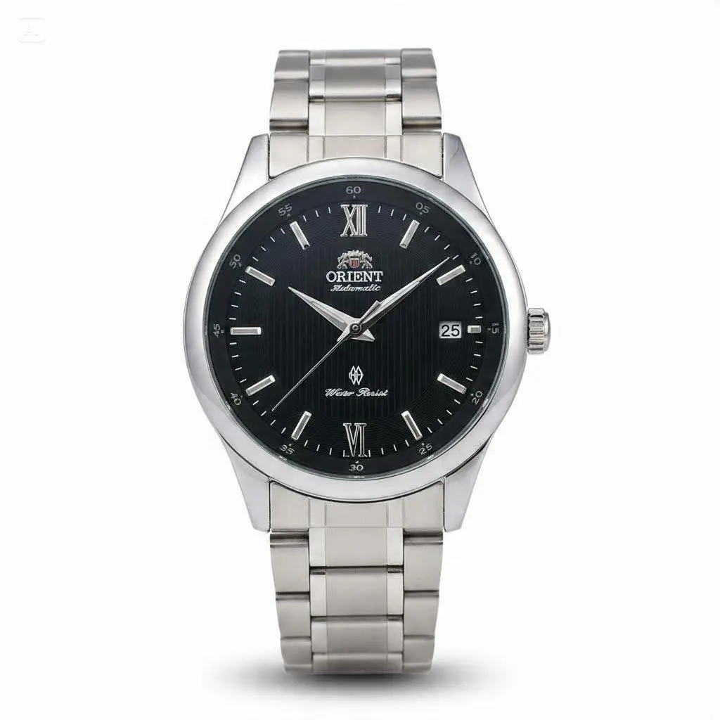 Experience Timeless Craftsmanship With This Orient Automatic Men’s Watch, Classic Roman Numeral Dial, Self‑Winding Mechanical Movement, 30M Water Resistant, Stainless Steel Case, Date Display, Elegant Business Casual Wristwatch For Daily Wear & Special Oc