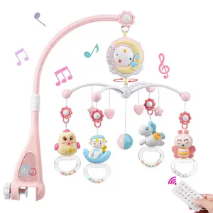Baby Musical Crib Mobile with Projector Night Light 150 Music Timing Function Take Along Rattle Toy for Newborn Girls Boys Bassinet Compatible
