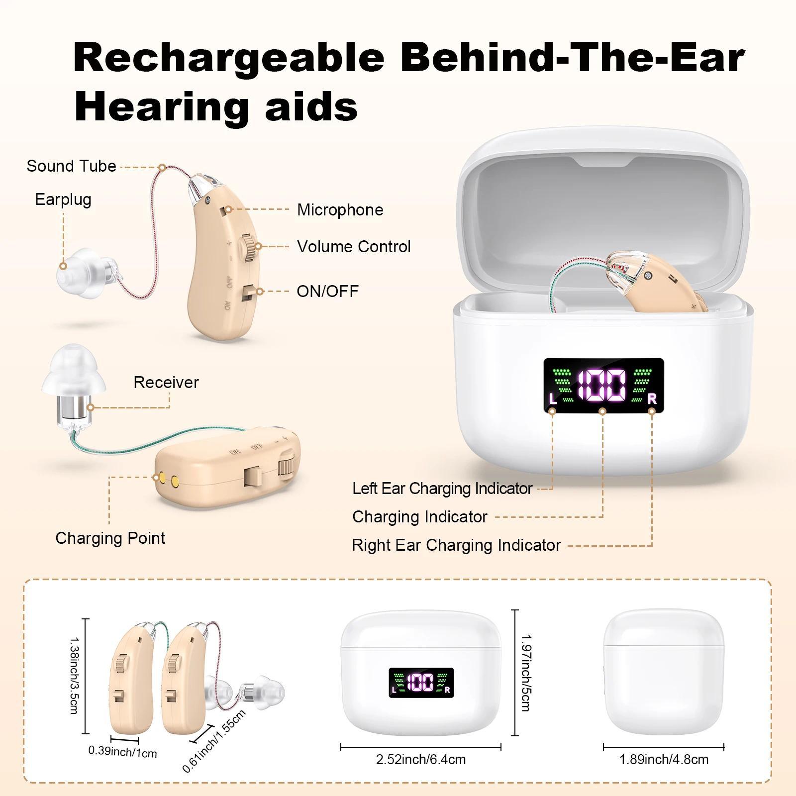Digital hearing aid for the elderly rechargeable hearing aid for the deaf adjustable sound amplifier portable charging case Digital hearing aid for the elderly rechargeable hearing aid for the deaf adjustable sound amplifier portable charging case