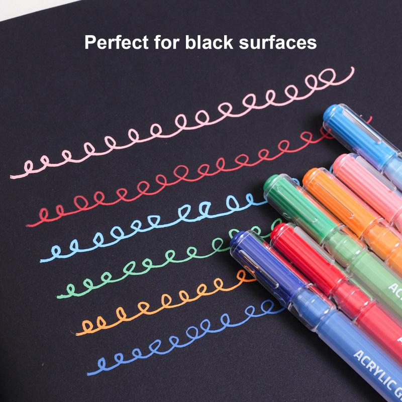 Acrylic Painting Gel Pen, 1 mm Needle Tip, Rich-Color Large-Capacity Ink Pens, Art Drawing Supplies for DIY, Coloring and Doodling, Acrylic Gel Pen with Stackable Colors