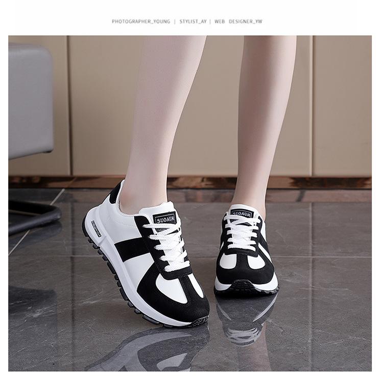 2026 Autumn New Women's Sports Shoes, Student Color-Block Hong Kong Style Round-Toe Dad Shoes, Casual German Training Shoes