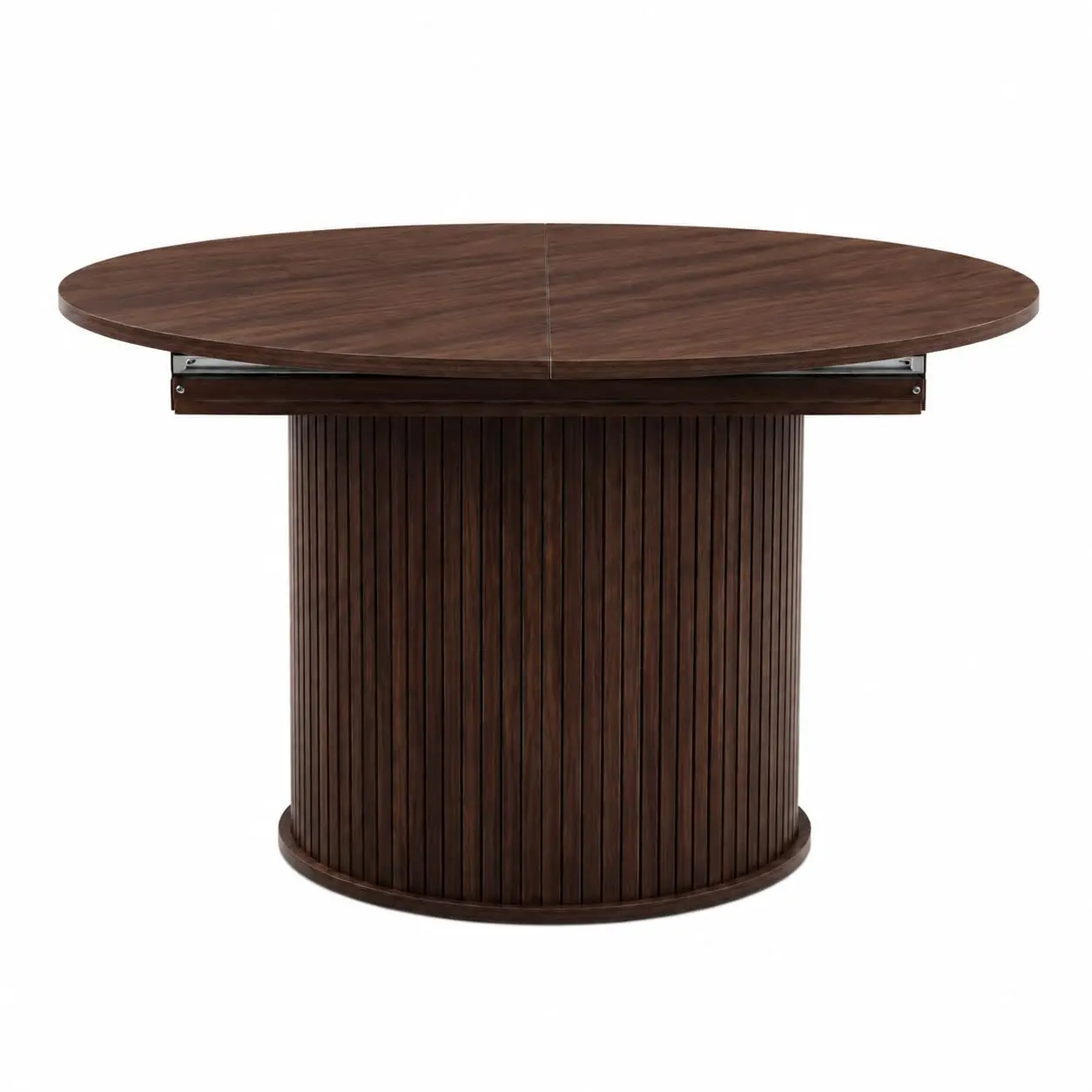 Extendable Oval Dining Table with Hidden Storage - 43"-59" Adjustable Natural Wood Farmhouse Kitchen Table - Space-Saving Expandable Design, 18mm MDF Top - Walnut