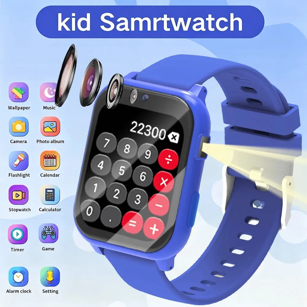 Kids Smart Multifunctional Watch with Calculator, Music Player, Photo, LED Flashlight & Educational Games - Color Screen Children's Learning Device Suitable for Boys & Girls, Gift, Required