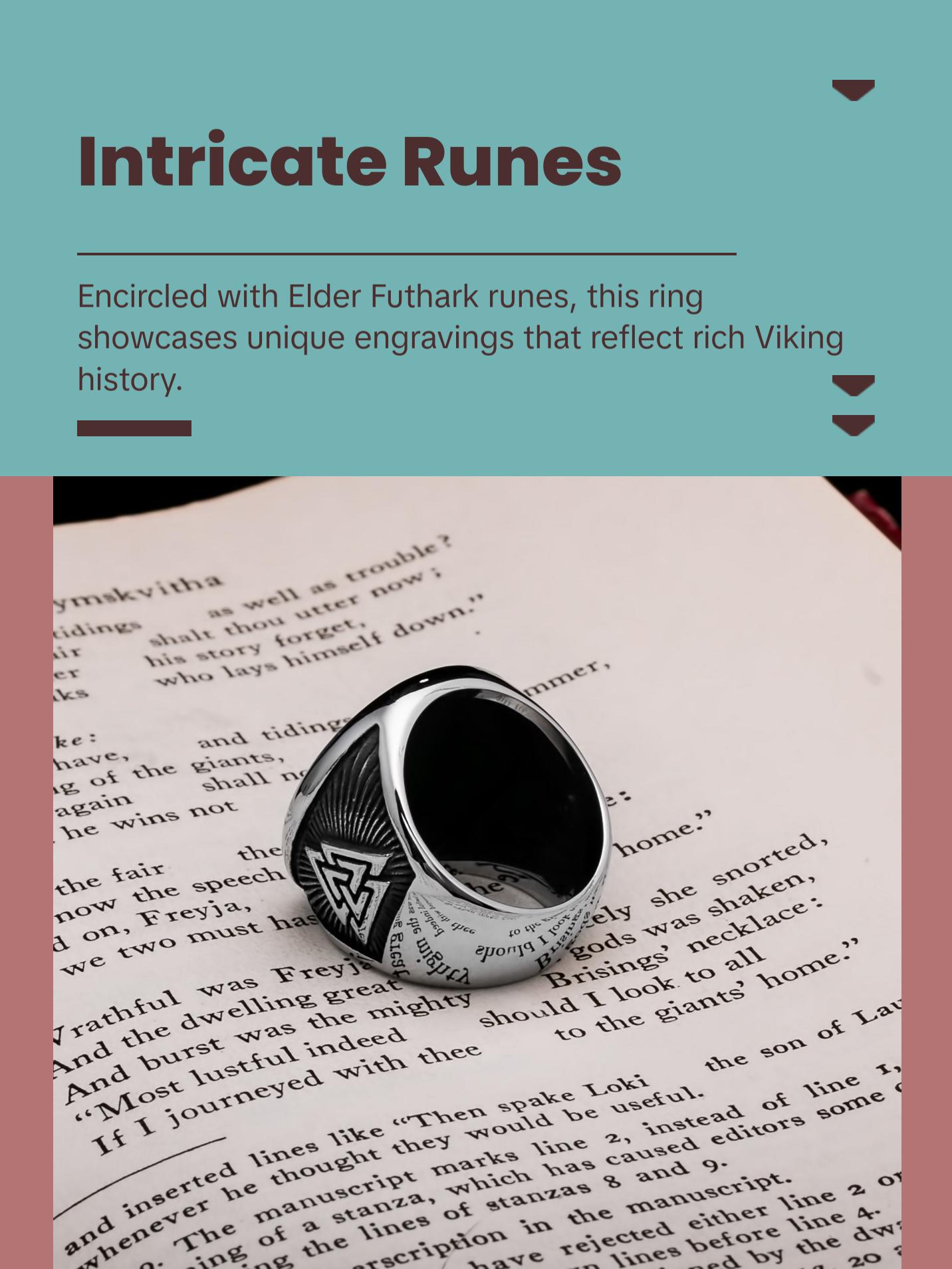 Viking Valknut Rune Ring 316L Stainless Steel