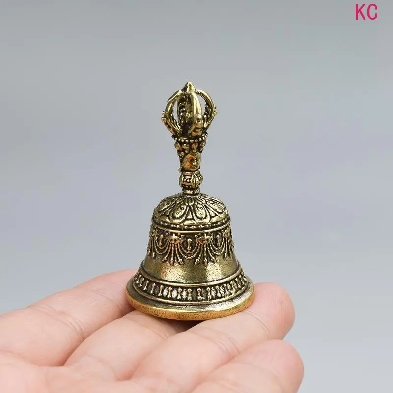 One Hand Carved Bronze Handheld Bell With Handle, Crafted Sound Healing Shaker Ornament For Church School And Wedding Scene Use
