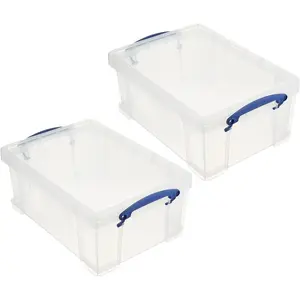 9 Liter Plastic Storage Bins with Lids and Clip Lock Handles for Home or Office Organization and Storage (2 Pack)