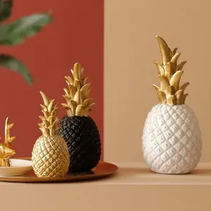 Nordic Gold Pineapple Sculpture Decor for Coffee Table, Creative Photography Prop & Living Room Ornament