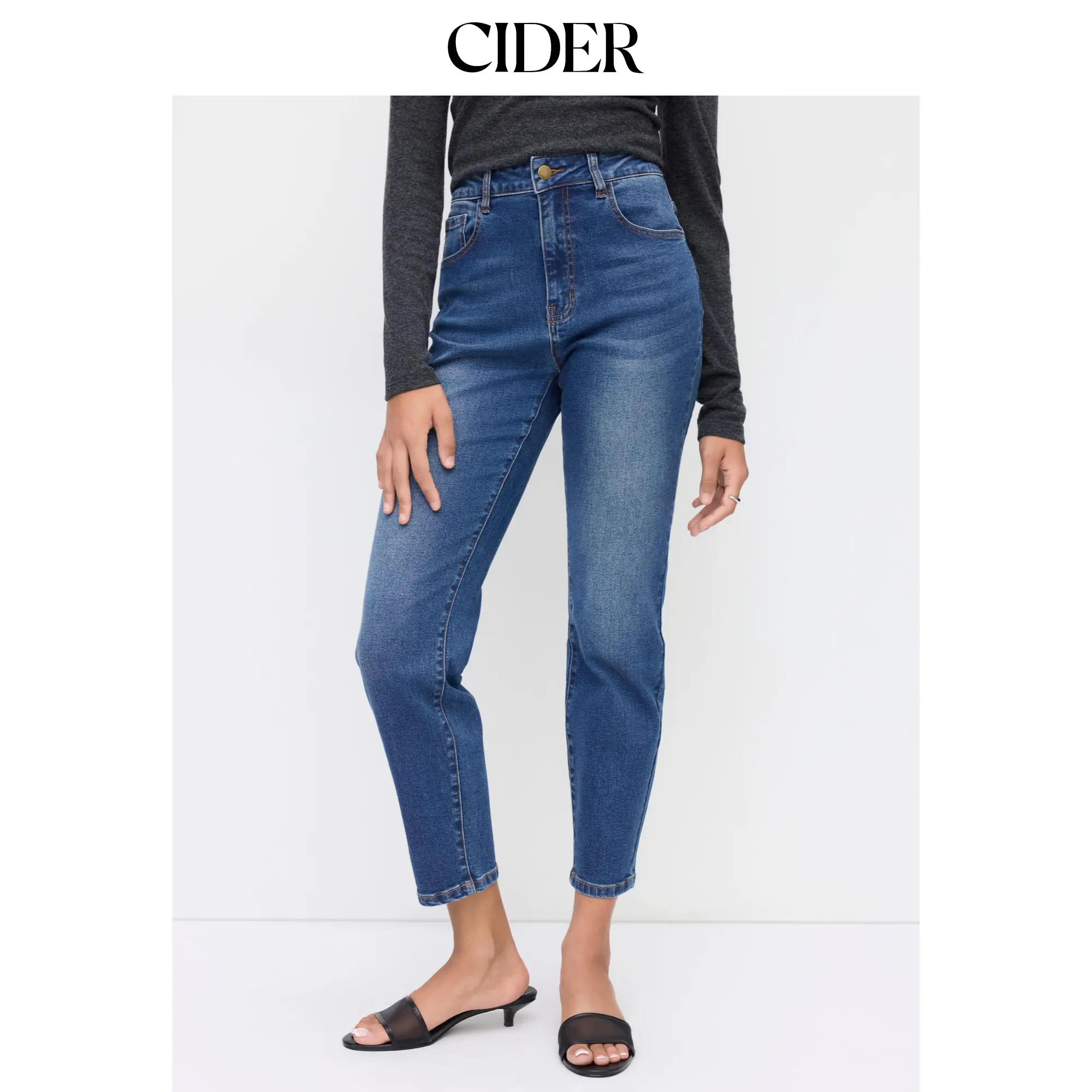 Cider Stretch Cider Denim High Rise Cropped Tapered Jeans