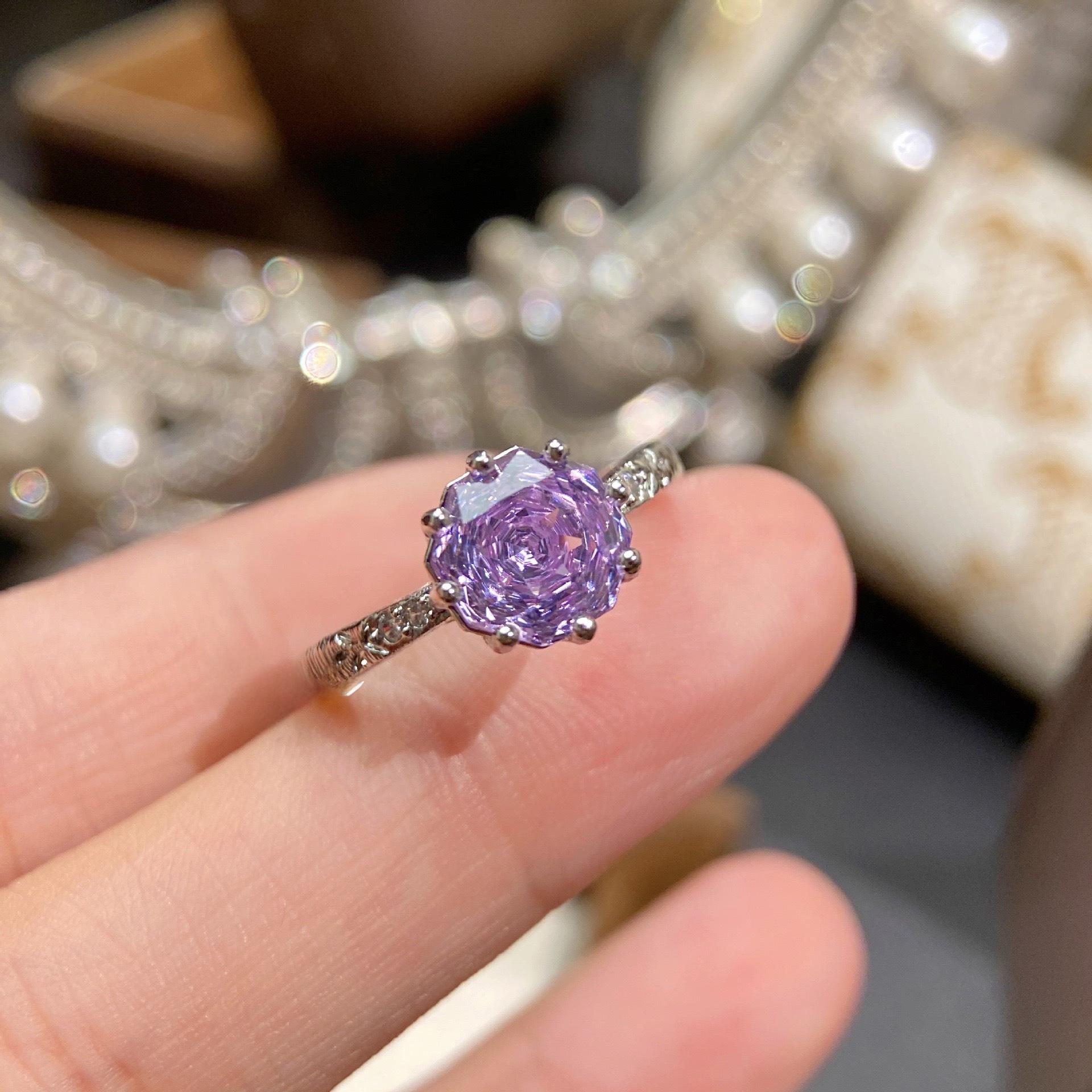 💜 💙 💖 🤍 🌈   8-Prong Millennium Rose Cut CZ Ring |   Octagonal Stackable Ring |   Vintage Inspired Minimalist Jewelry |   Light Luxury Everyday Elegance |   5 Colors (Purple, Blue, Pink, White, Iridescent) ✨   – Great Gift Idea for Self Care & Anyone
