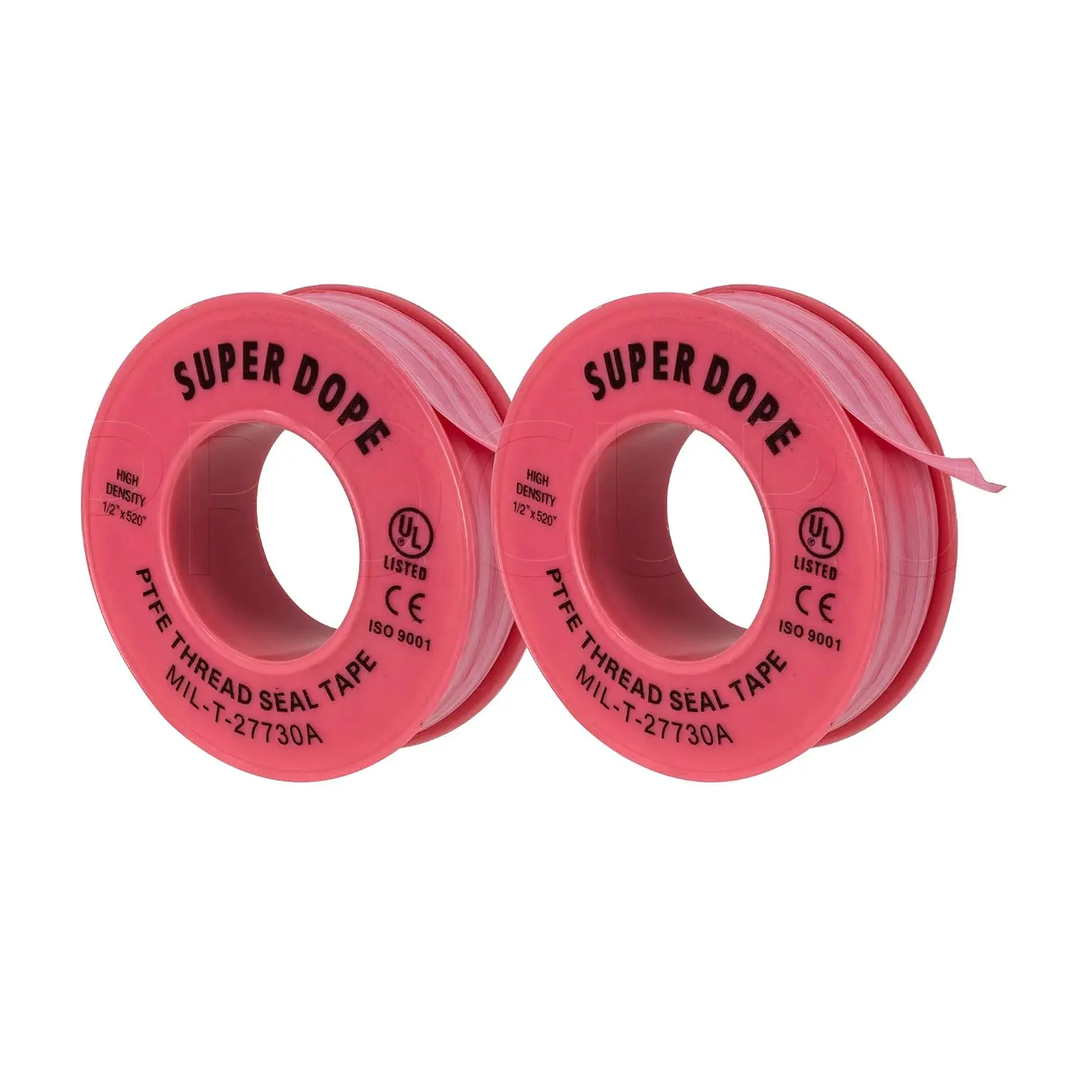 2-Pack 1/2" x 520" Professional Grade Pipe Thread Sealant 4-Mil  PTFE Plumbing Teflon Tape, for Water and Gas