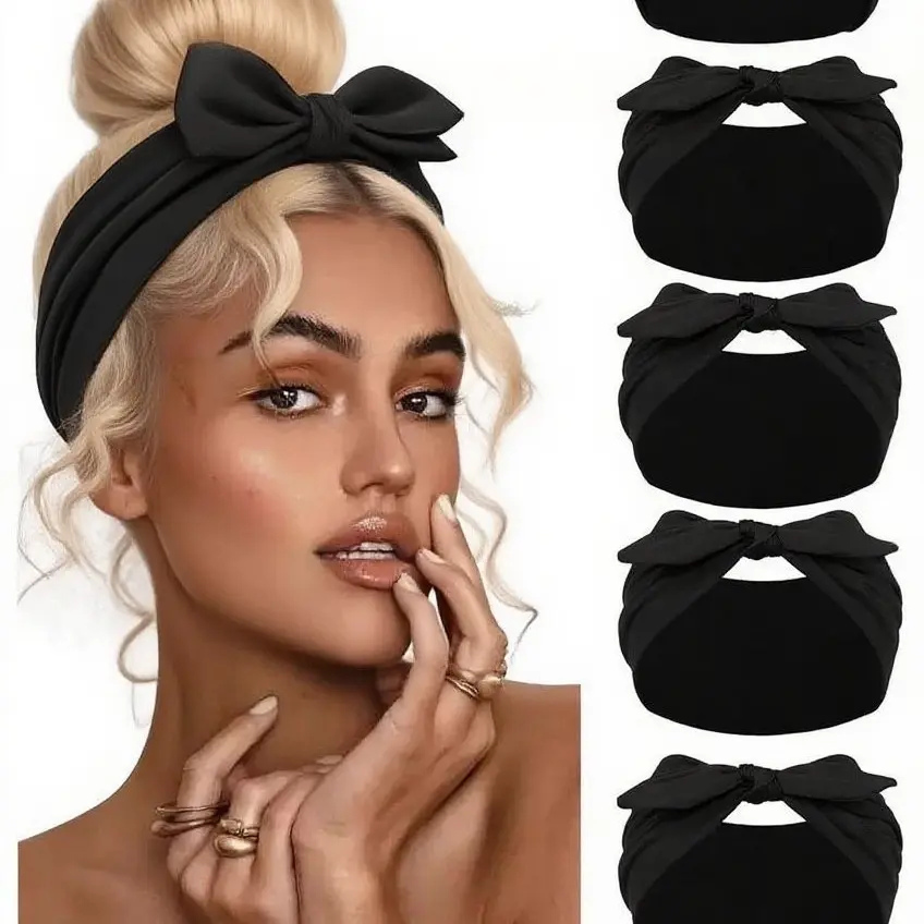 Women's Solid Color Big Bow Wide Elastic Headband - Breathable Lightweight Fabric Soft Stretch Head Wrap for Thick Long Hair, Facial Mask Application, House Cleaning, Headbands For Women, Daily, Everyday, Elastic Wrap, All