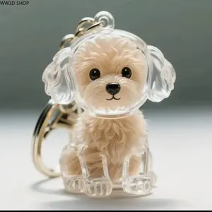 Transparent Pet Hair Keepsake Keychain for Dog Owners, Acrylic Memory Pendant with Display Compartment, Portable Bag Charm Accessory for Daily Carry