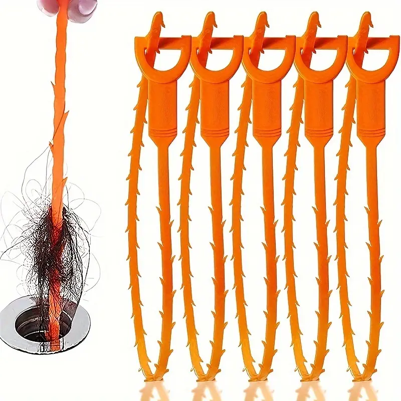 [Drain Clog Remover Kit] Durable Plastic Instant Drain Clog Remover Kit - 5pcs Shower, Sink, and Bathtub Drain Snake - Easy-to-Use Home Maintenance Accessory for Hair and Dirt Cleaning