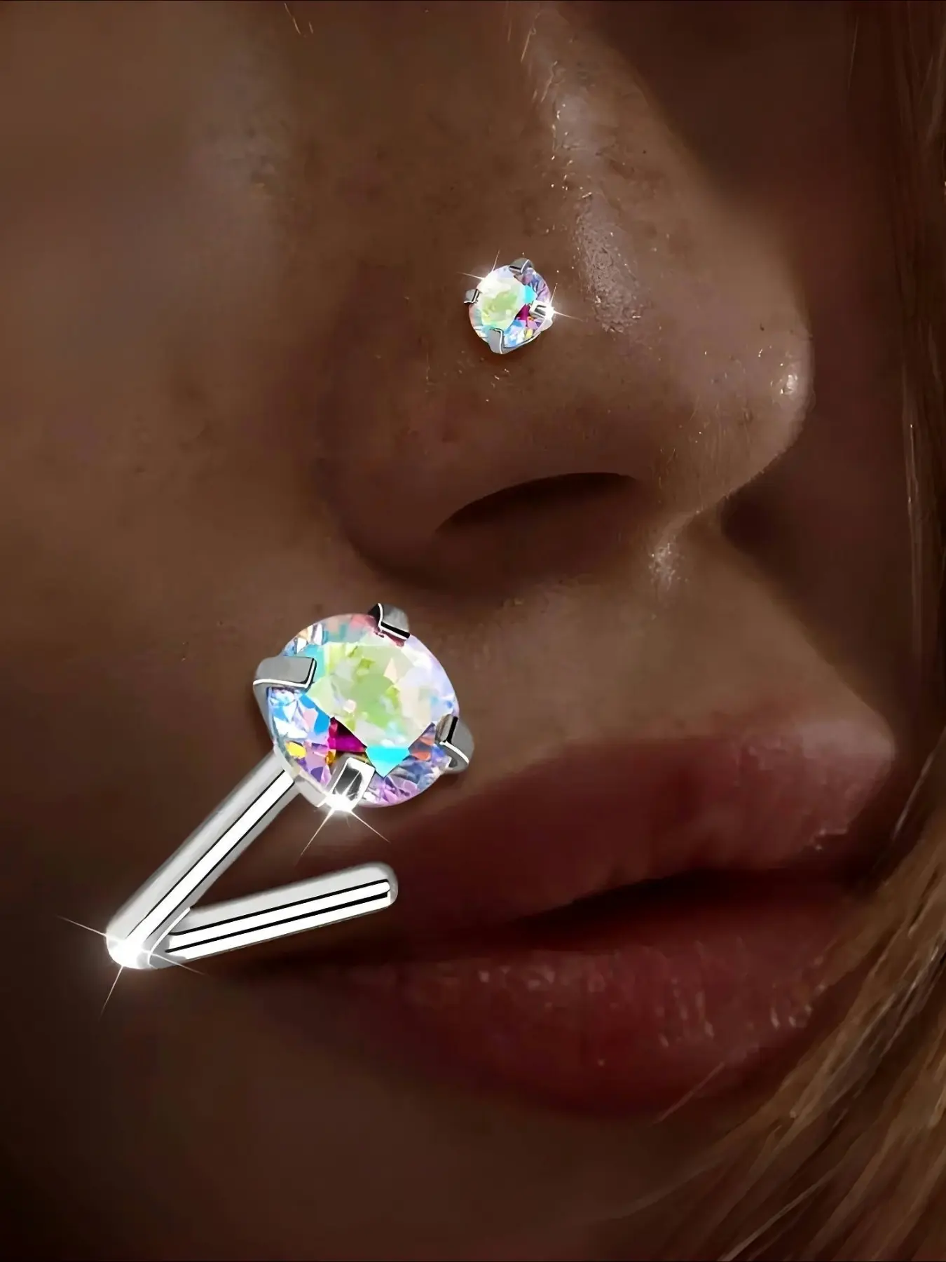 S925 Silver Nose Ring with Sparkling Cubic Zirconia - Glittery, Hypoallergenic, Perfect for Daily & Party Wear, Enhances Nose Shape, Ideal for Christmas & All Seasons, Nose Jewelry | Glittery Nose Ring | Hypoallergenic Metal