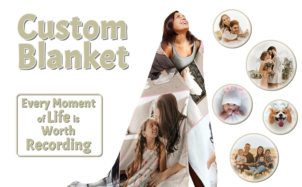 SPXUBZ Custom Blanket with Photo Text Personalized Gift, 1-10 Pictures Customized for Mother Father Family, Christmas Halloween Thanksgiving Birthday Wedding Valentine's Day Gift SPXUBZ Custom Blanket with Photo Text Personalized Gift, 1-10 Pictures Customized for Mother Father Family, Christmas Halloween Thanksgiving Birthday Wedding Valentine's Day Gift