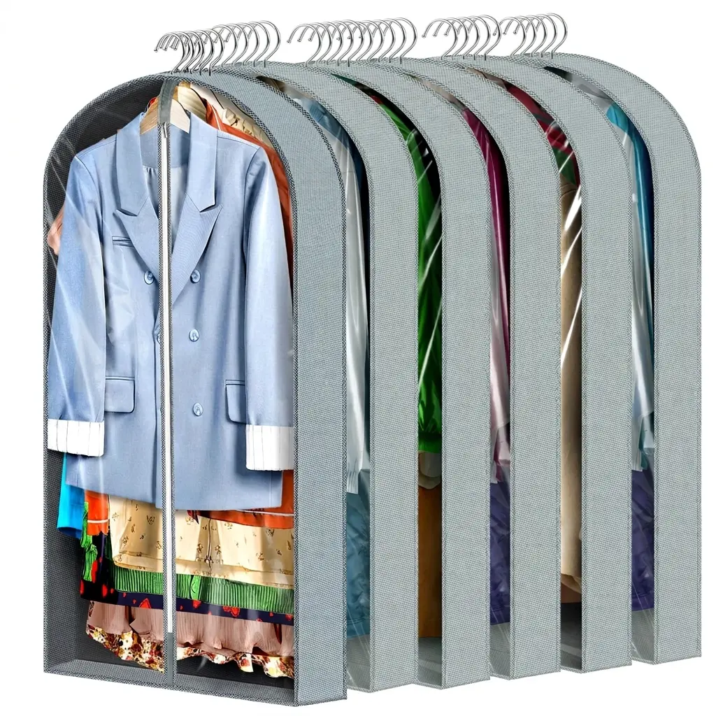 Garment Storage Bag with 4-Inch Gusset for Closet Organization and Travel, Clear PEVA Suit Cover