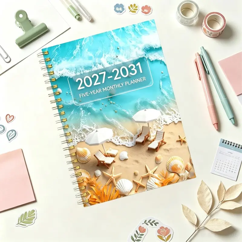 2027-2031 Monthly Planner/Calendar - January 2027 to December 2031, 5-Year Monthly Planner, Calendars Planners, Blue Ocean Leisure Theme Cover Calendar - For Home, Office, or Gift Use - Paper Notebook, Durable, Great for Home Organization