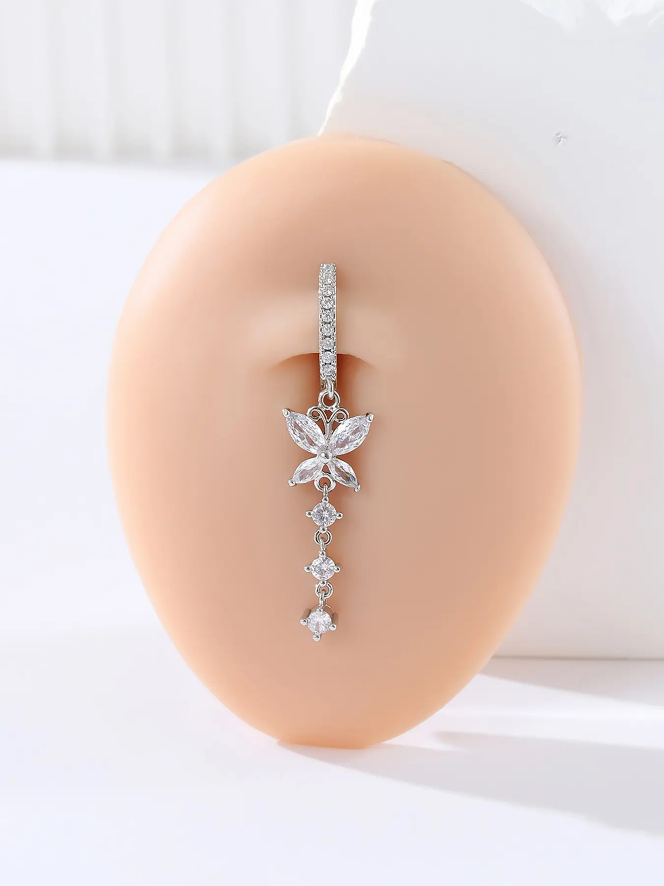 Fashion Butterfly Pendant Belly Ring Navel Ring Belly Button Ring with Artificial Zircon, Elegant Body Jewelry Body Piercings for Women, Party Accessory, All Seasons, Cubic Zirconia, Body Jewellery