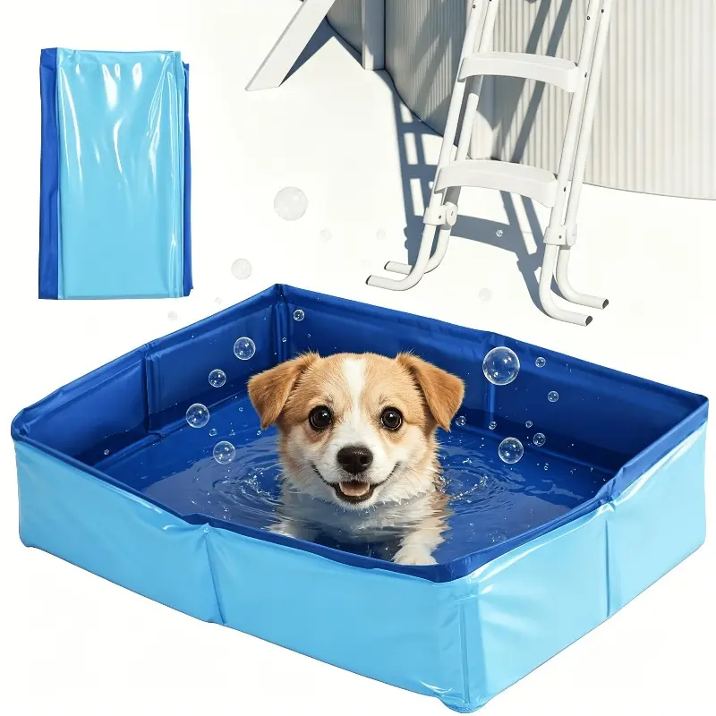Square foldable dog bath, foldable pet dog washing basin, thickened non-slip pet pool, indoor and outdoor dog bath, pool-style foot washing basin, litter box, suitable for beach, camping, hot springs, and backyard use.