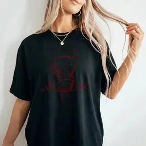 Cute Animal Print Women's T-Shirt Elephant Sketch Design Casual Summer raphic tees for men, graphic tees women, Wear Gift For Her