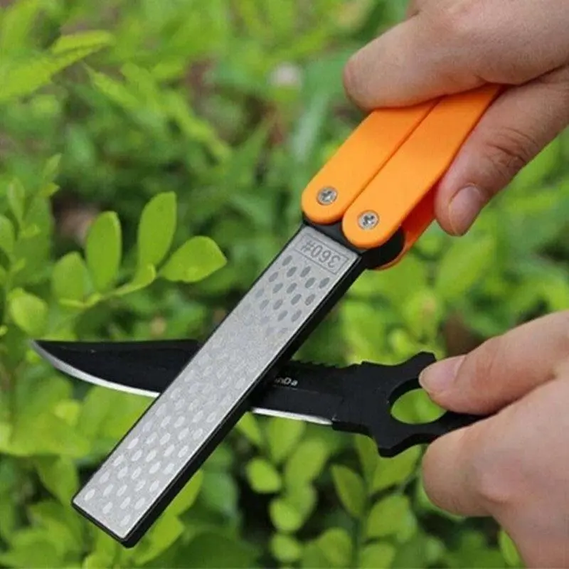 1pc Portable Pocket Knife Sharpener - Dual-Edge Whetstone with Compact Folding Design for Effortless Knife Sharpening - Ultra-Portable and Lightweight Ideal for Camping, Hiking, and Outdoor Adventures