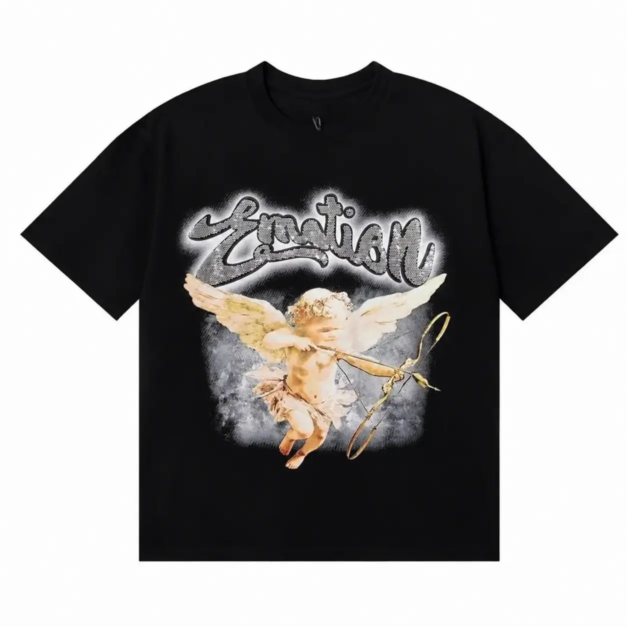 Trendy Unisex Street-Style T- – Breathable, Soft, and Printed (Angel Motif). A 2026 New Arrival: A fun, printed, pure cotton tee featuring a casual street-style aesthetic.  shirts Vintage Acid Washed Graphic T-Shirt jesus tshirt