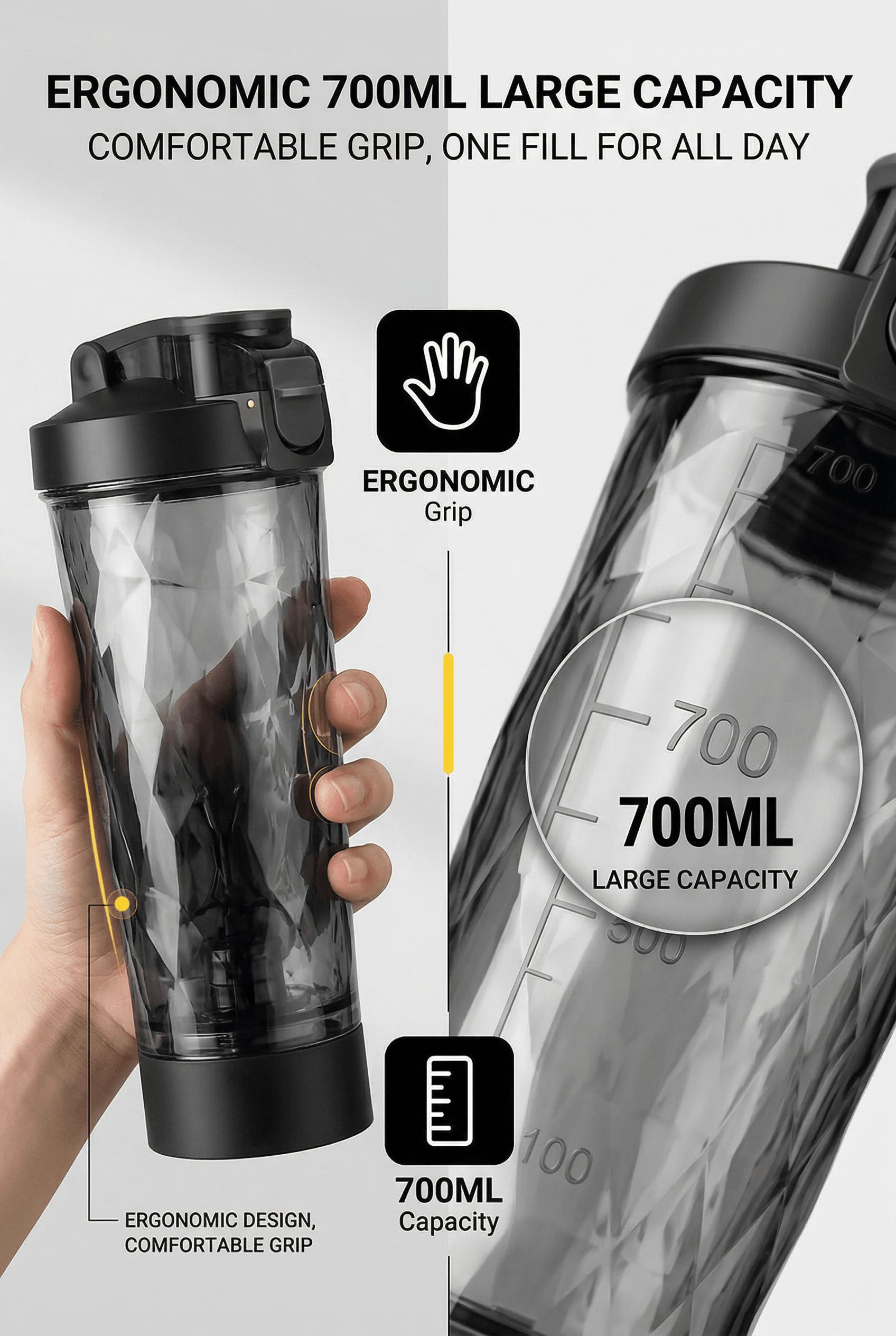 Electric Protein Shaker Bottle - Smart Blender Bottle, Leak-Proof Design, BPA-Free Tritan,USB Rechargeable Mixer Cup for Shakes and Meal Replacements